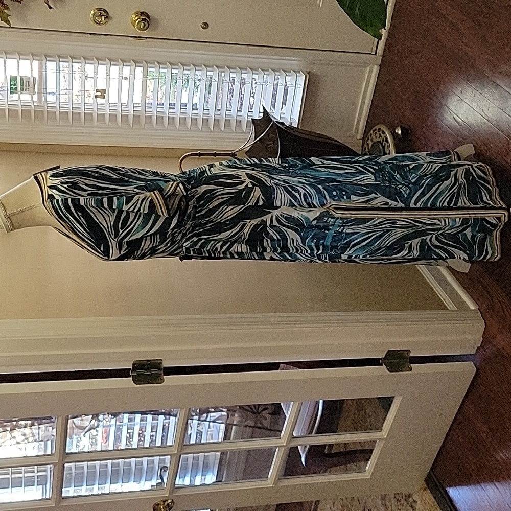 Bliss Home Jealous Tomato teal white abstract print maxi swimsuit cover L New… - Picture 4 of 10